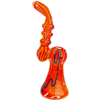 8" Color Frit w/ Multi Color Line Bubbler - detail view
