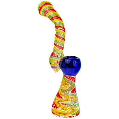 8" Reversal Base Color Bowl & Twisted Line Neck Bubbler - detail view