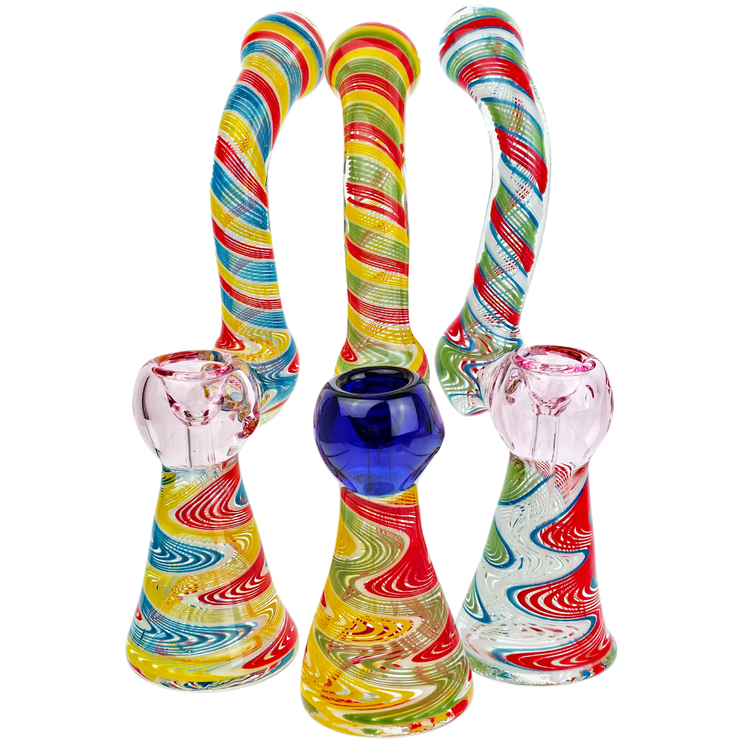 8" Reversal Base Color Bowl & Twisted Line Neck Bubbler