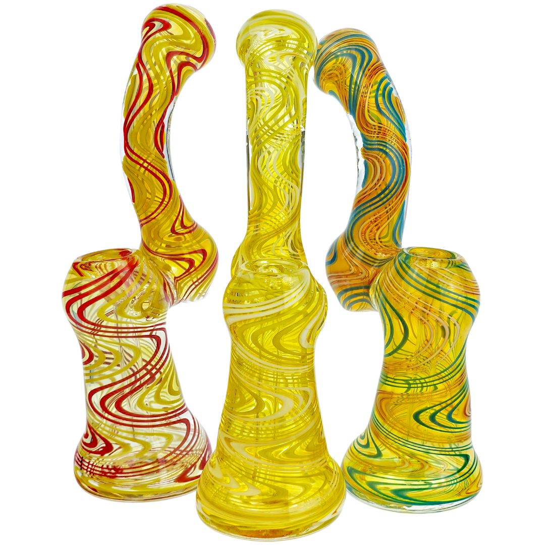 8" Fume Two-Tone Color Line Reversal Bubbler