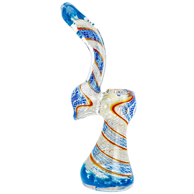 6" Frit Mouth & Base Twisted Cane Body Bubbler