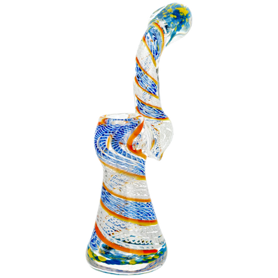 6" Frit Mouth & Base Twisted Cane Body Bubbler