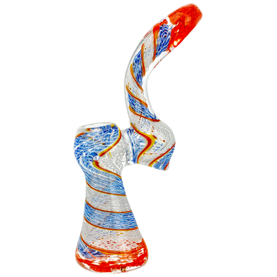 6" Frit Mouth & Base Twisted Cane Body Bubbler