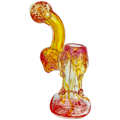 5.5" Frit Fume & Squiggly Line w/ Clear Dots Body Bubbler
