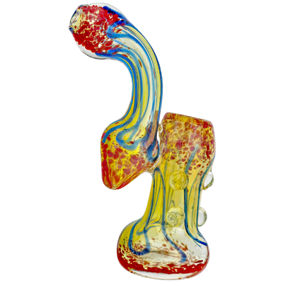 5.5" Frit Fume & Squiggly Line w/ Clear Dots Body Bubbler
