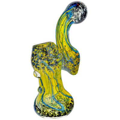 5.5" Frit Fume & Squiggly Line w/ Clear Dots Body Bubbler