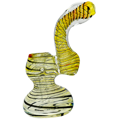 5" Fume Color Swirl Wide Bubble Base Bubbler