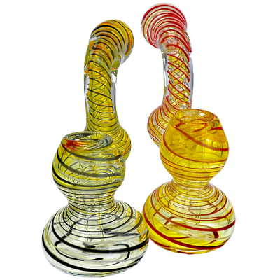 5" Fume Color Swirl Wide Bubble Base Bubbler