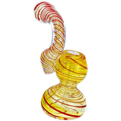 5" Fume Color Swirl Wide Bubble Base Bubbler