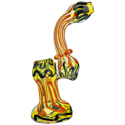 5.5" Fume Two-Tone Squiggle Line Sherlock Maria Neck Bubbler