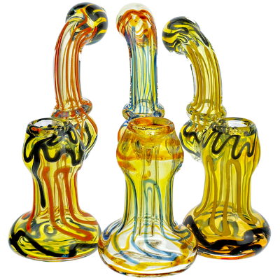 5.5" Fume Two-Tone Squiggle Line Sherlock Maria Neck Bubbler