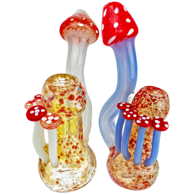 6.5" Mushroom Bubbler w/ Long Mushrooms on Side