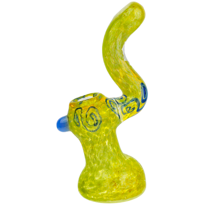 7" Frit Base & Mouth w/ Fume Swirl Body & Color Marble Bubbler