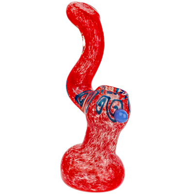 7" Frit Base & Mouth w/ Fume Swirl Body & Color Marble Bubbler