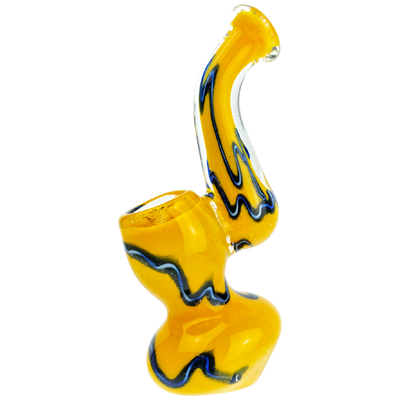 4" Frit Two-Tone Squiggle Line Mini Bubbler
