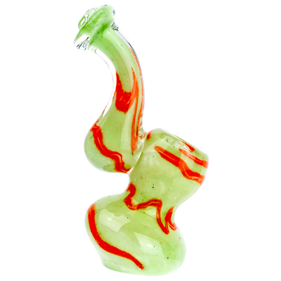 4" Frit Two-Tone Squiggle Line Mini Bubbler