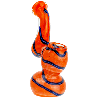 4" Frit Two-Tone Squiggle Line Mini Bubbler