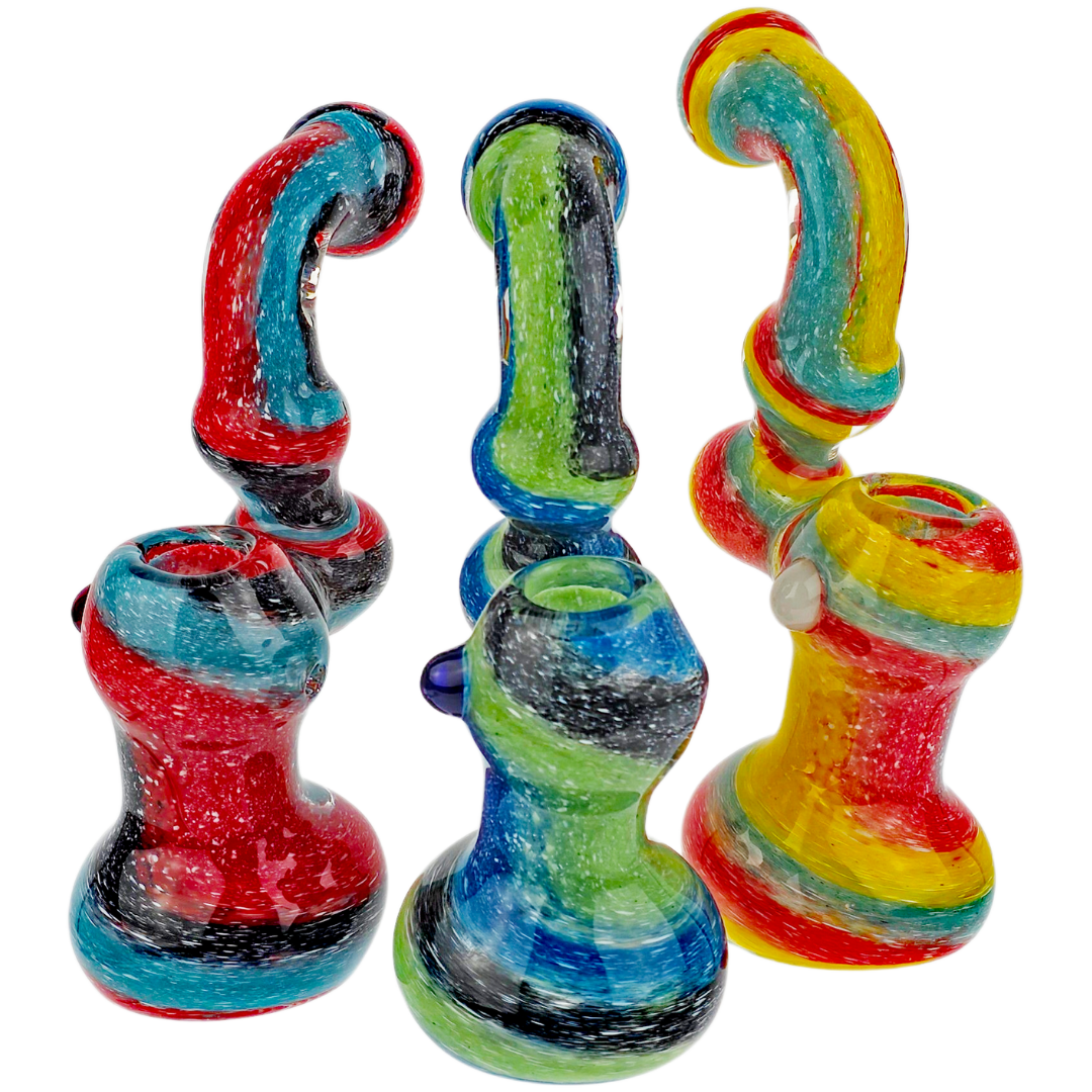 7″ COLOR FRIT SPIRAL CHUNKY BUBBLER