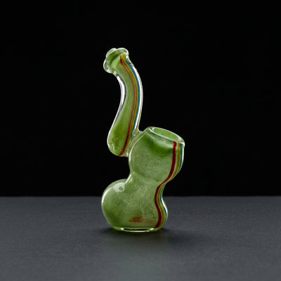 4" Frit Rasta Stripe Mini Bubbler in Green