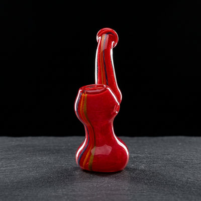 4" Frit Rasta Stripe Mini Bubbler in Red