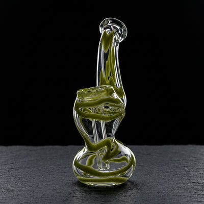 4" Twisted Cane Mini Bubbler in Olive Green