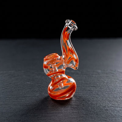 4" Twisted Cane Mini Bubbler in Orange