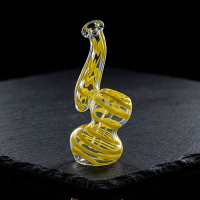 4" Twisted Cane Mini Bubbler in Yellow