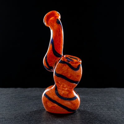 4" Frit Two-Tone Squiggle Line Mini Bubbler in Orange