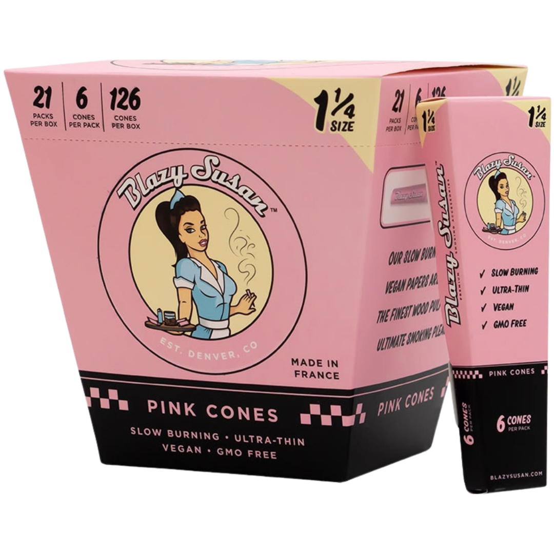BLAZY SUSAN PINK PAPER CONES – 1 ¼ (6PCK) CONES