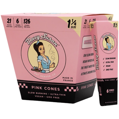 BLAZY SUSAN PINK PAPER CONES – 1 ¼ (6PCK) CONES