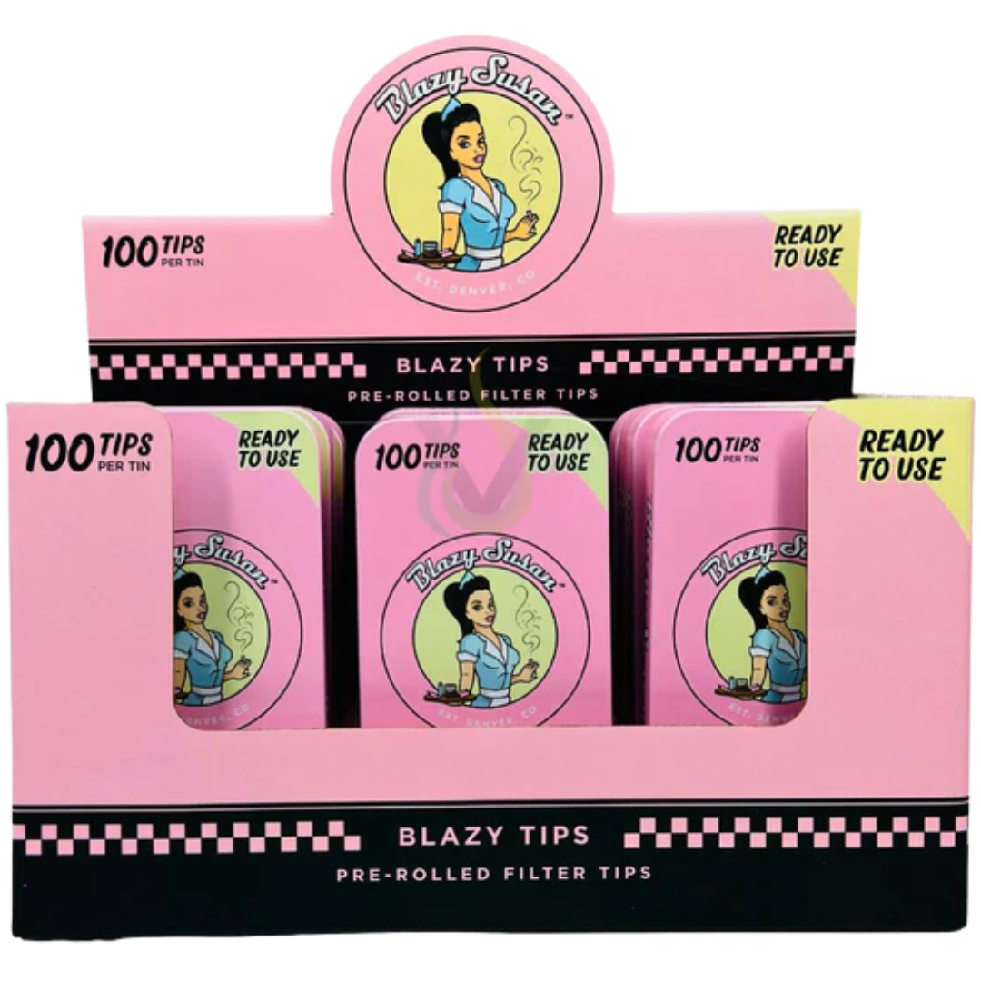 BLAZY SUSAN FILTER TIPS, TIN CASE, 100CT PINK PRE-ROLLED