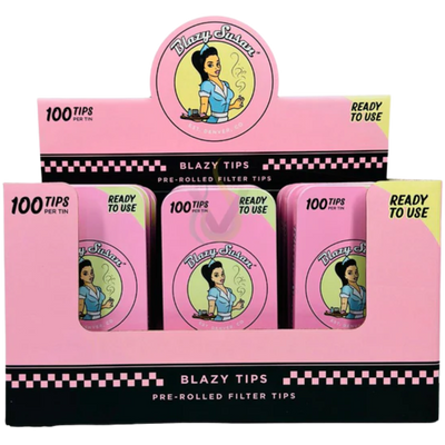 BLAZY SUSAN FILTER TIPS, TIN CASE, 100CT PINK PRE-ROLLED