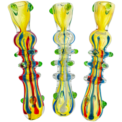 3.5" Two-Tone Color Line Stripe Green Dot Accent Chillum