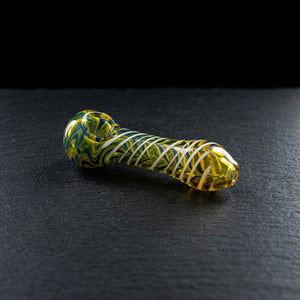 3.5" Color w/ White Swirl Chillum on dark slate surface - Oil Slick Pad