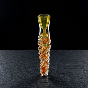 3.5" Color & Fume Twist Chillum on dark slate surface - Oil Slick Pad