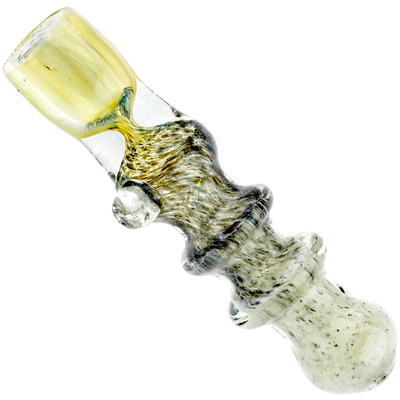 3.5" Double Maria Fume Black & White Frit Chillum - detail view
