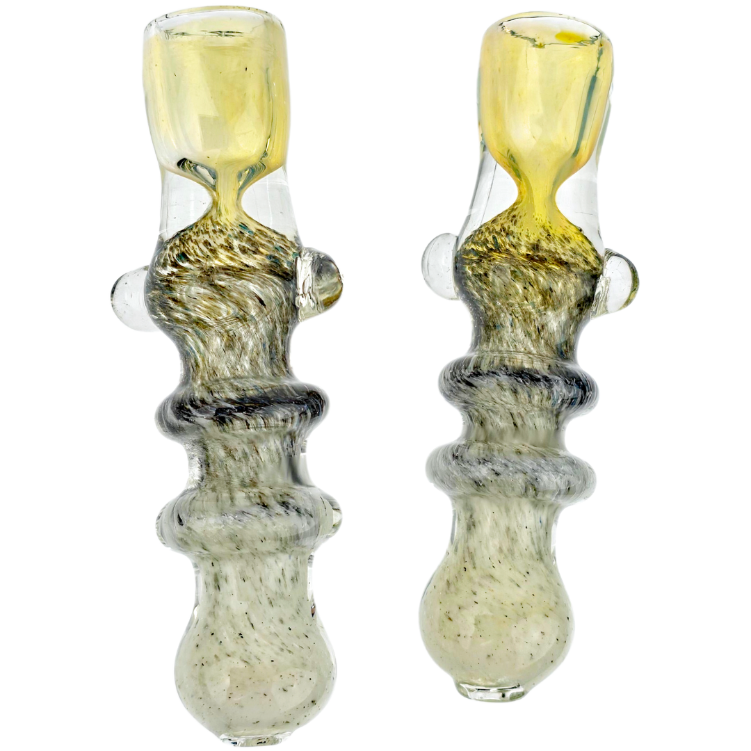 3.5″ DOUBLE MARIA FUME BLACK & WHITE FRIT CHILLUM