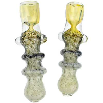 3.5″ DOUBLE MARIA FUME BLACK & WHITE FRIT CHILLUM