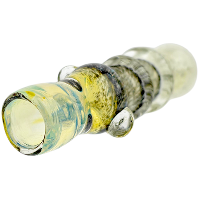 3.5" Double Maria Fume Black & White Frit Chillum - close-up view