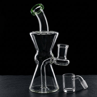 6.5" Clear Hourglass Orb Fixie Rig in Green