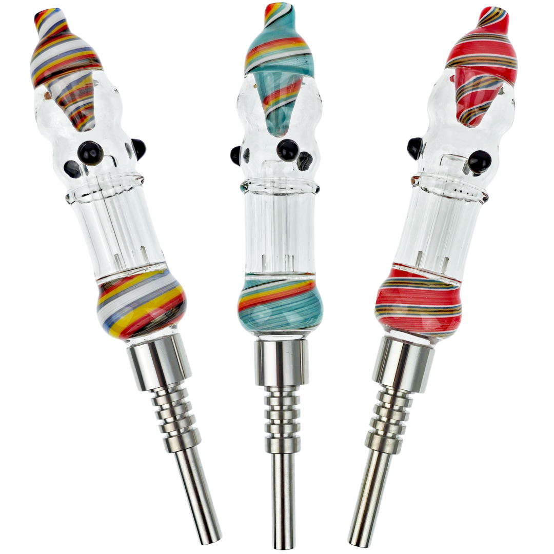 4″ GLASS NECTAR STRAW W/ SCREW ON TITANIUM TIP