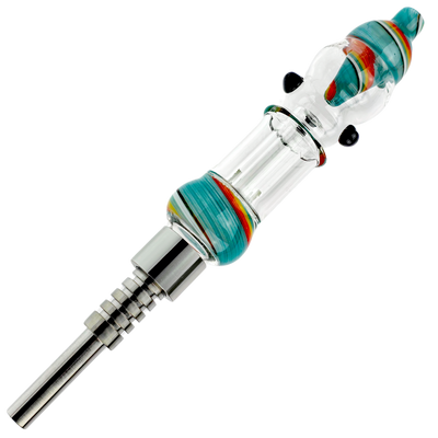 4″ GLASS NECTAR STRAW W/ SCREW ON TITANIUM TIP