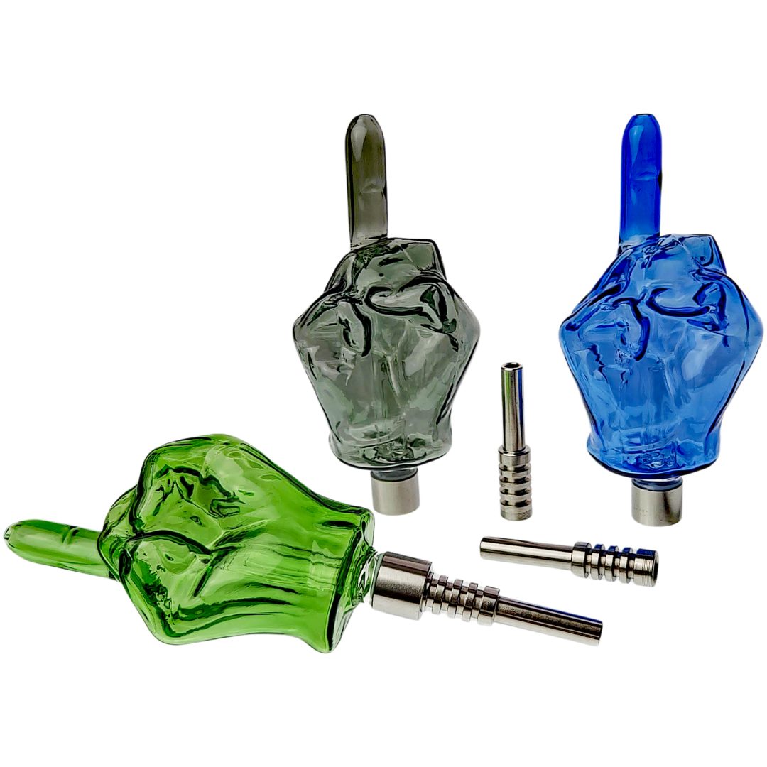 5″ MIDDLE FINGER GLASS NECTAR STRAW