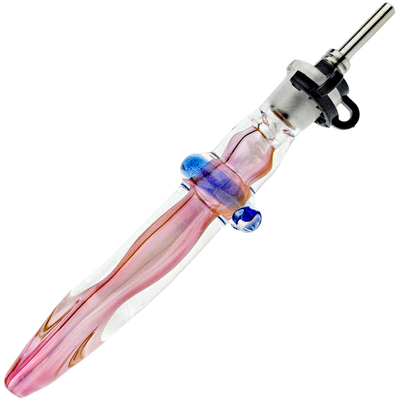 5.5″ FUME W/ COBALT DONUT STAND NECTAR STRAW