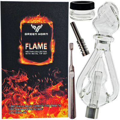 Flame Glass Recycler Nectar w/ Screw on Tip Box Set