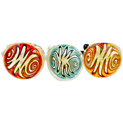 4" Fume Body w/ Multi Color Wigwag Head Hand Pipe