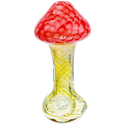 5" Fume Base Color w/ Clear Dots Stand Up Mushroom Hand Pipe