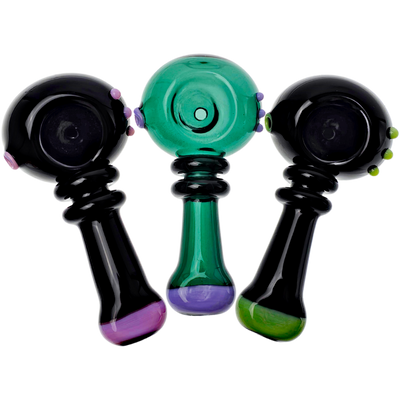 4.5" Solid Color Hand Pipe w/ Color Accent Dots & Maria Neck - photo 2