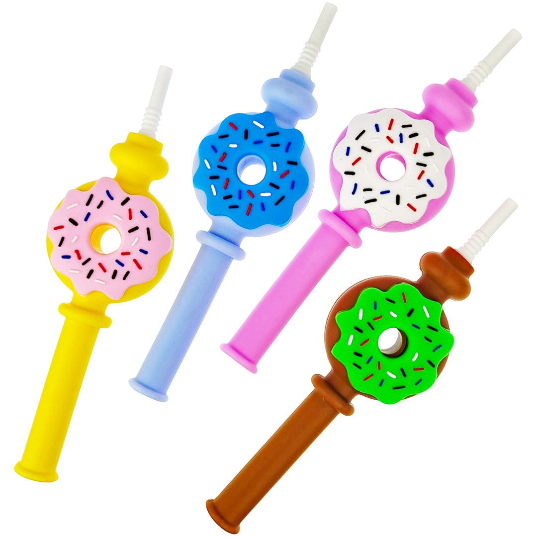 7″ SILICONE DONUT NECTAR STRAW W/ CERAMIC TIP