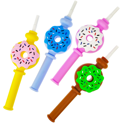 7″ SILICONE DONUT NECTAR STRAW W/ CERAMIC TIP